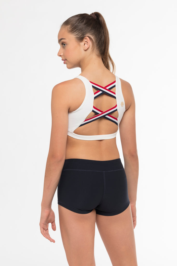 Bobbie Top - WHT + Honey Short - NAVY-0191